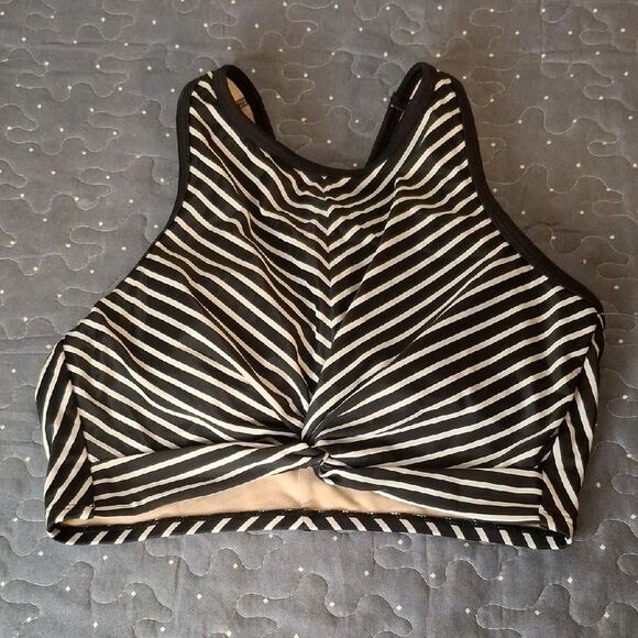 Kona Sol Striped Black and White Women's Tankini Swim Top size medium - Picture 1 of 3